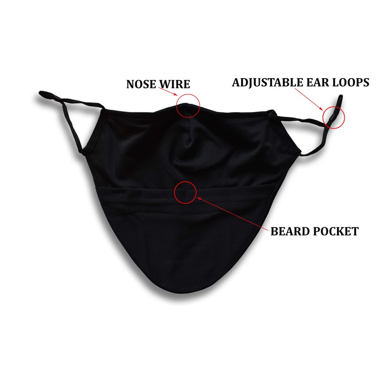 Men Large Beard Mask, Face Mask for Bearded Men, Reusable