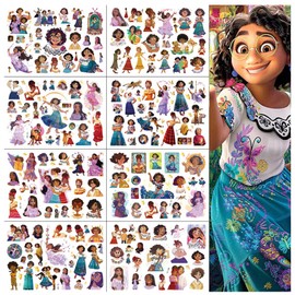 Encànto Tattoos Birthday Party Gifts for Children 8 Sheets Tattoo Stickers Temporary Tattoos for Prizes Decoration Boys Girls Carnival