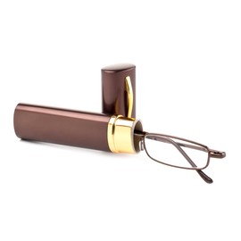 Ultra Slim Compact Unisex Light Weight Spring Temple Reading Glasses w/Portable Pocket Clip Case in Assorted Colors by Newbee Fashion