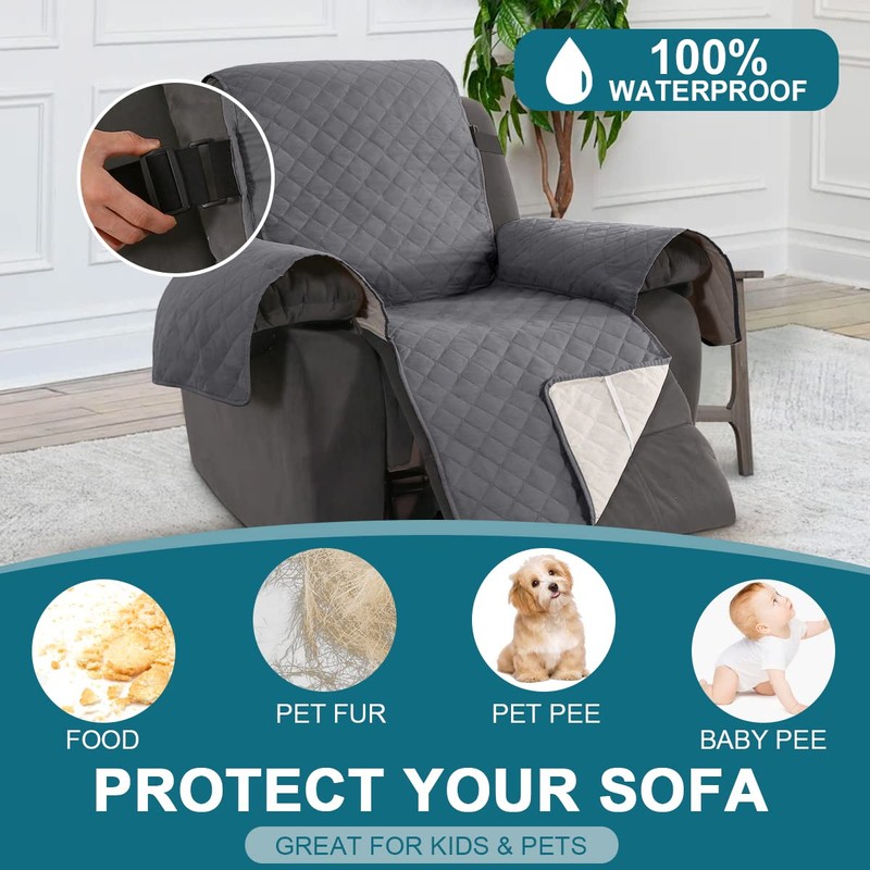 Turquoize 100% Waterproof Recliner Covers for Recliner Chair Cover Non
