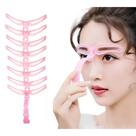 Eyebrow Stencils Set 8 Pieces with Holder & Elastic Band - Reusable Stencil Stencils for Symmetrical Eyebrow Styling