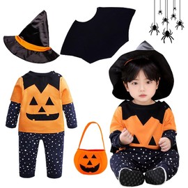 Formemory Halloween Costume, Baby Halloween Cosplay, Pumpkin, Magician Halloween, Pumpkin, Costume, 5-piece Set, Cute, Baby Children, Cosplay Clothes, Funny, Costume, 100
