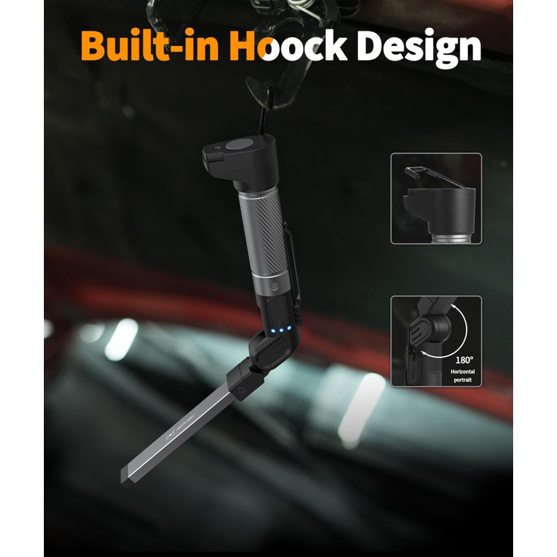 HOTLIGH Magnetic Work Light - 800 Lumens Rechargeable Work Light