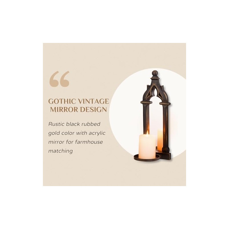 Walasis Candle Sconces Black Wall Decor - Gothic Dark Mirror