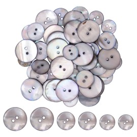 URROMA Pearl Button, 60Pcs Grey Two Eyed Fine Edged Shirt Button Knit Suit Suitable for Variety Clothing Sewing DIY Craft Clothing Accessories 15mm/18mm/23mm