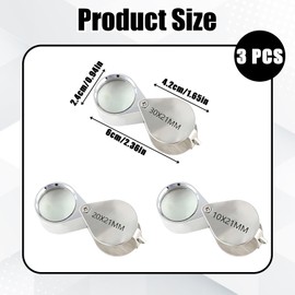Pack of 3 Watchmaker's Magnifier, Jeweler's Magnifying Glass with 10X 20X 30X Magnification, Hand Magnifier for Jewelers and Reading, Foldable Design, High-Quality Zinc Alloy and Optical Lens