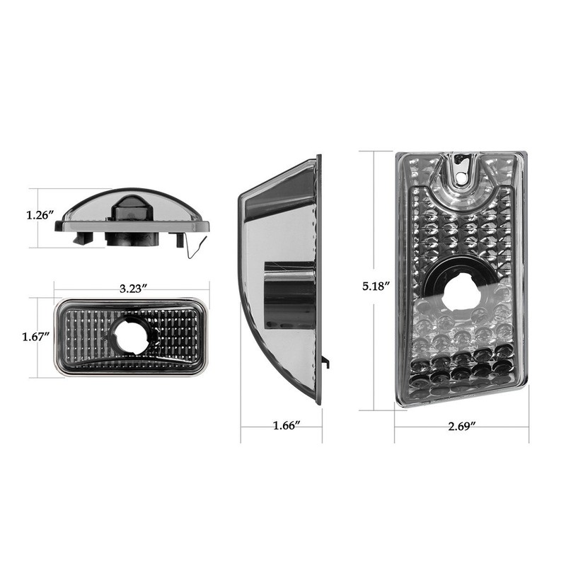 Partsam Replacement for Hummer H2 Cab Roof Lights Smoked Housing