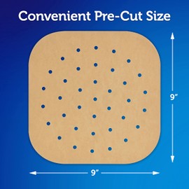 Reynolds Kitchens Air Fryer Liners Disposable, Unbleached Parchment Paper Sheets, 50 Count