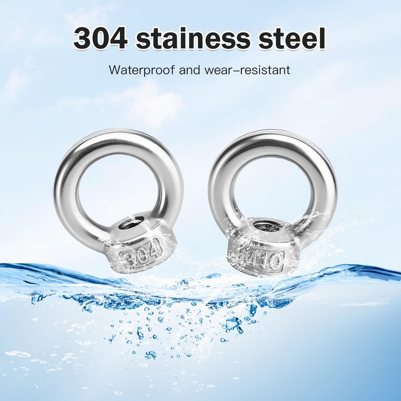 12 Stück Ringmutter M10, 304 Edelstahl Ringmutter, Gewinde Ösenmutter Hebegeräte