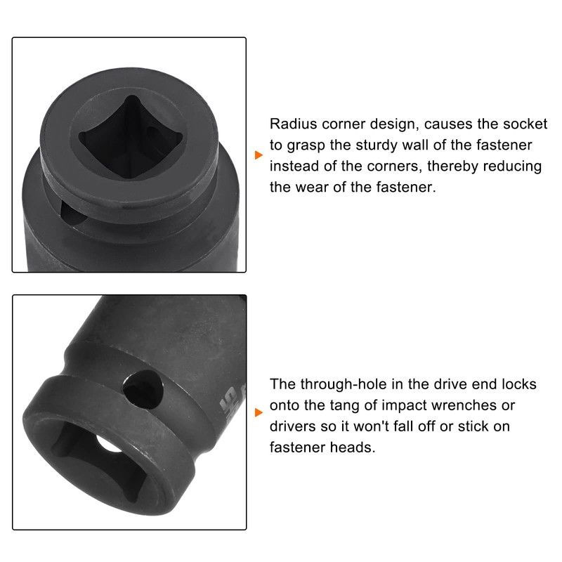 HARFINGTON 17mm Impact Shallow Socket 1/2" Drive CR-MO Steel with