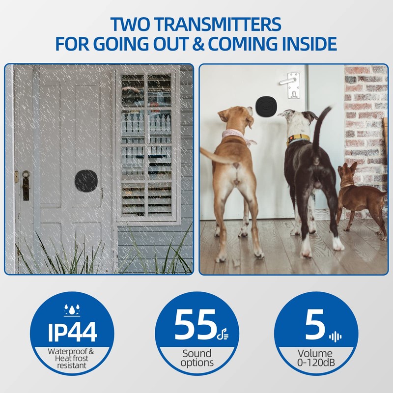 Wowlela Dog Doorbell, Wireless Touch Pet Doorbell, Pet Training Bells