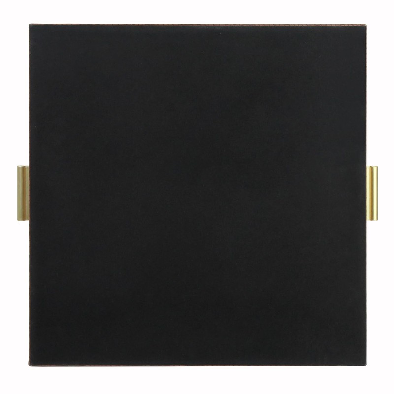 HofferRuffer Elegant Decorative Serving Tray, 20"x20" Square Faux Leather Ottoman