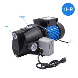 DYNAMI 110V 0.75kw 3420rpm Shallow Well Pump with Pressure Switch,216ft Lift Portable Water Pump Garden Pump Draining Irrigation Pump,for Garden Lawn Irrigation (1HP w/Pressure Switch)