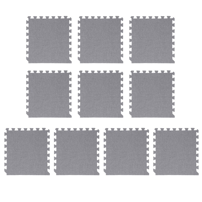 10pcs Cotton Linen Interlocking Carpet Tiles Anti Slip Floor Protection