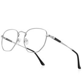RB.Pilot Classic Square Polygon Reading Glasses for Men Women Light Blocking Computer Readers Spring Hinge Metal Frame