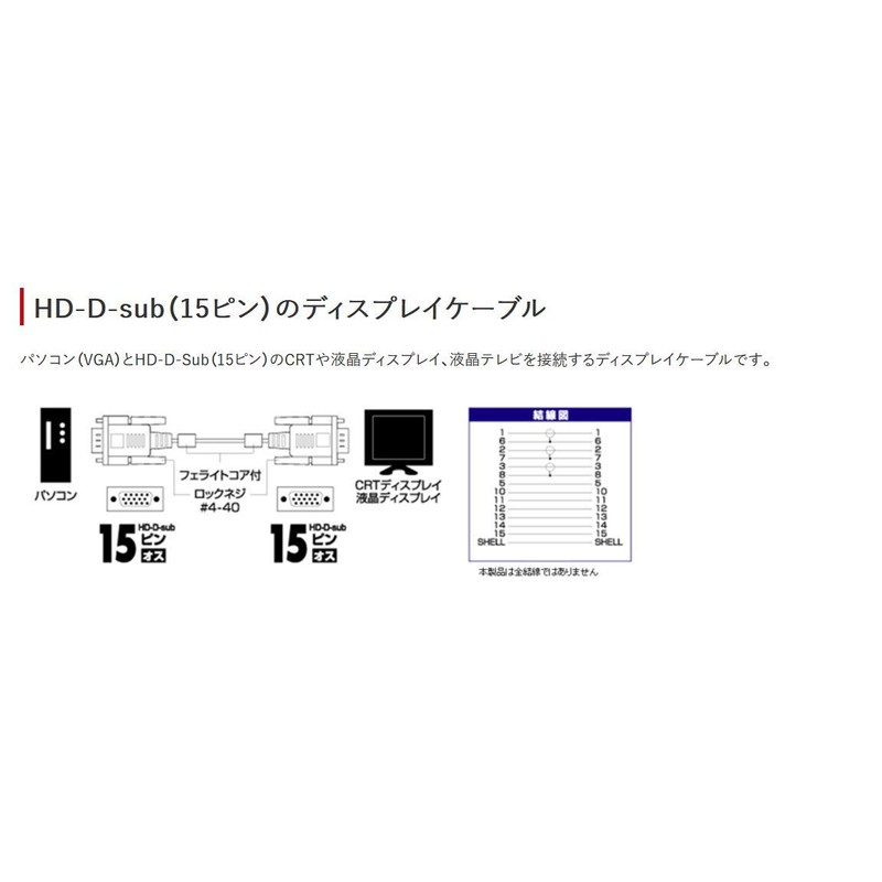 Buffalo BSDCV30BK iBUFFALO Display Cable, Extra Fine VGA D-Sub15:D-Sub15 with