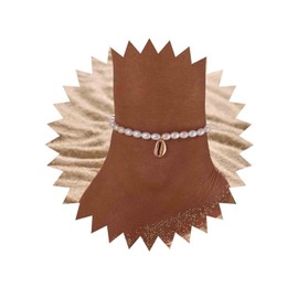 Erimberate Bohemian Pearl Shell Chain Anklet Gold Seashell Ankle Bracelet Pearl Cowrie Shell Anklet Adjustable Pearl Anklet Chain Summer Beach Foot Chain Jewelry for Women