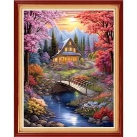 Redxing Stamped Cross Stitch Kits Embroidery kit for Beginners Adults Full Range of Embroidery Patterns Starter Kits DIY Printed Cross Stitch Kits Needlepoint Kits 11CT-Dream Home 16x20 inch