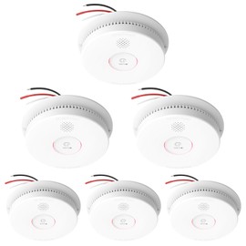Siterlink Hardwired Interconnected Smoke Detectors,Photoelectric Smoke Alarm with 9V Battery Backup,Test/Silence Button, Hard Wired Fire Alarm for Home GS562A 6pack