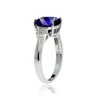 Sterling Silver Created Blue Sapphire and Cushion-cut Ring, Size 9