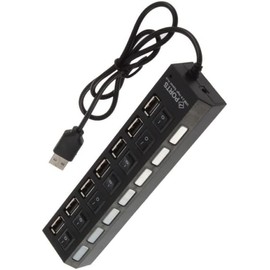 BUBUCAM 7 Port USB 2.0 Hub Splitter Adapter High Speed for PC Laptop Mac Desktop