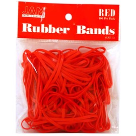 JAM PAPER Colorful Rubber Bands - Size 33 - Red Rubberbands - 100/Pack