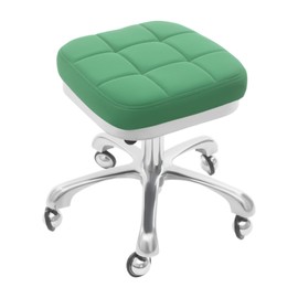 QUEMARQUE Adjustable Stool with Wheels, 32In Square Swivel Stool with 17-23In Adjustable Height, Leather Rolling Stool High Resilience Cushion for Spa Salon Massage - 330Lbs Capacity (Green)