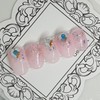 Pink Glitter Handmade Nail Tips - Long Round / 핑크글리터