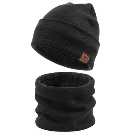 Ozero Thermal Knitted Winter Beanie, for Running, for Men and Women, Black (thin thread set), Einheitsgröße