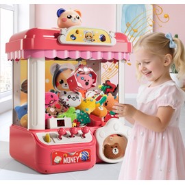 BLmukce Claw Machine for Kids, Mini Vending Machine with Music & 36 Mini Toys, Candy Grabber Prize Dispenser, Electronic Arcade Game Birthday Party Gifts for 3 4 5 6 7 8 Years Old (Pink)