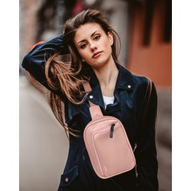 BAPHITY Small Sling Bag for Women and Men, Crossbody Bag Trendy, Fanny Packs Purses Chest Bag Lightweight Small Backpack for Travel - Pink