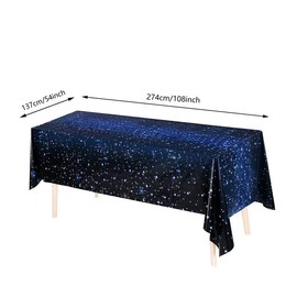 Losuya Star Space Tablecloth Birthday Table Cloth Rectangular Disposable Starry Night Tablecloth Plastic Galaxy Table Cover, 137 * 274Cm