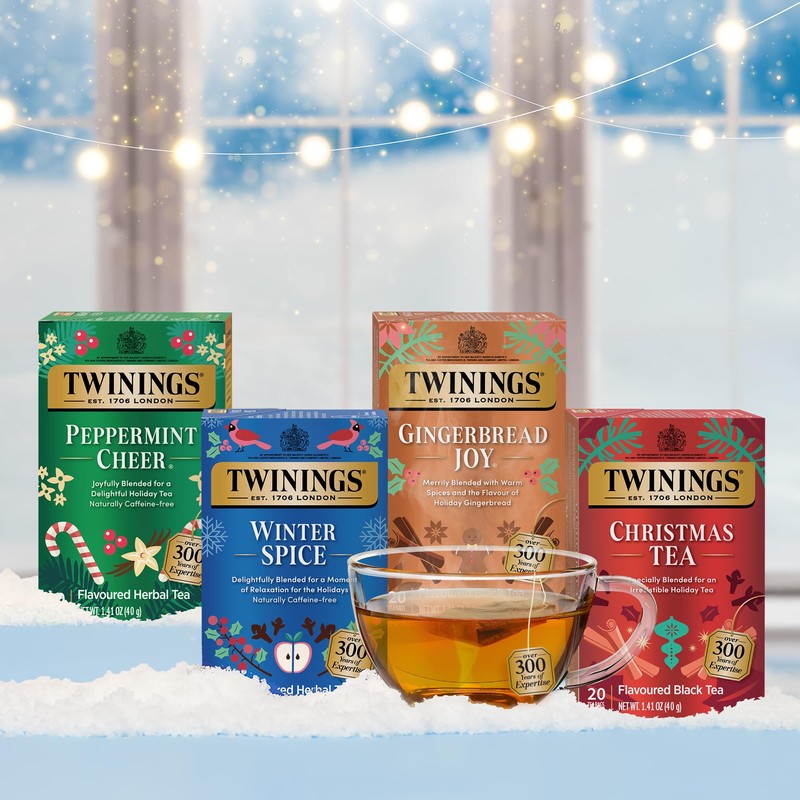 Twinings Holiday Variety Pack Tea Bags, Christmas Tea, Winter Spice,