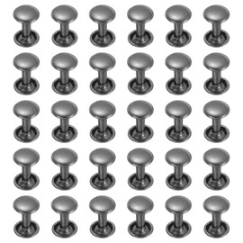 uxcell 100 Sets Double Cap Leather Rivets, 9x12mm Round Cap Metal Studs Rivets for Leather Craft Repair DIY Purse Belts Bags Shoes, Black