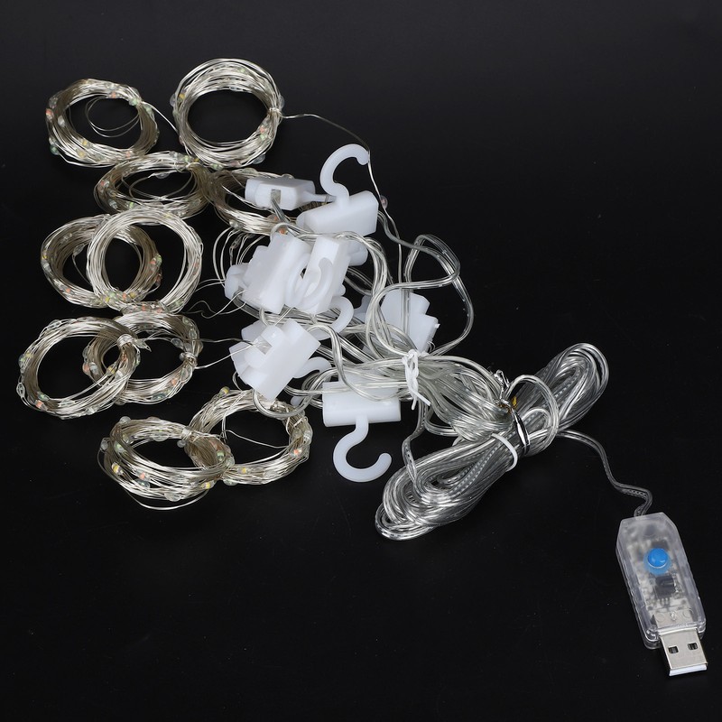 3x3 m Copper USB Wire Curtain Light String for Home