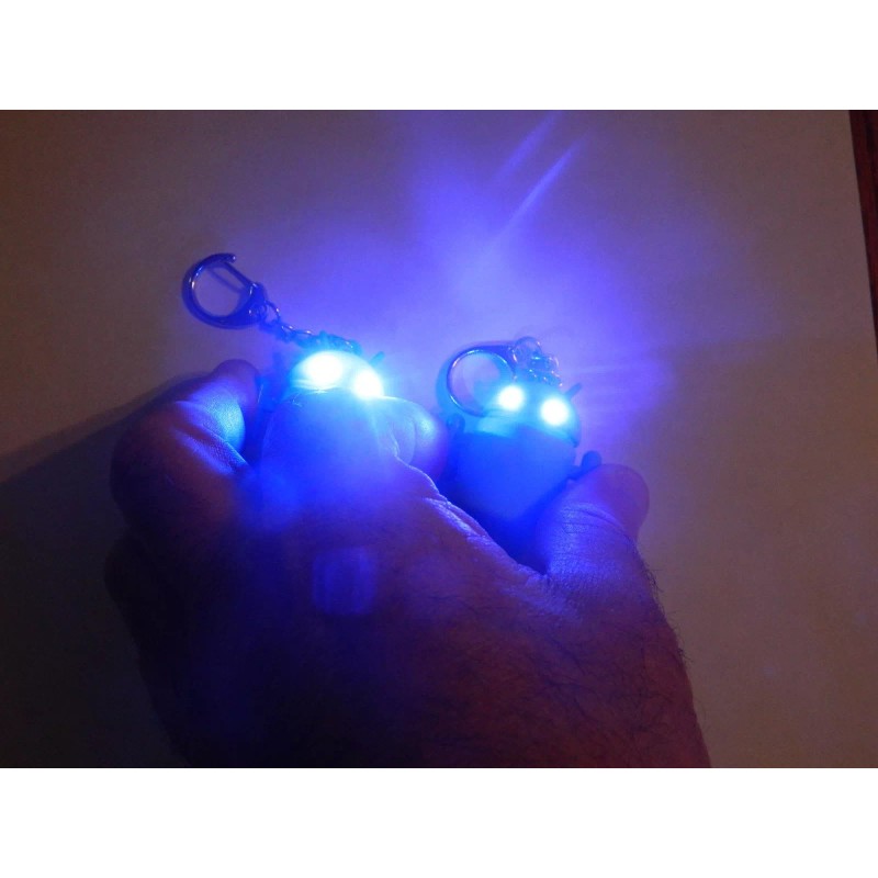 Pair Android Robot Style Keychain Blue LED Eyes Cool Sound