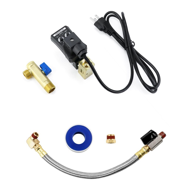 QWORK Automatic Timed Condensate Drain Valve with Steel Hose 1/4