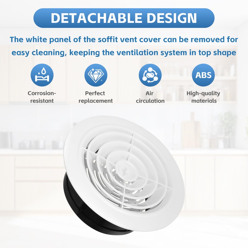 Round Air Vent Cover, 6 Inch Adjustable, ABS Ceiling Vent,
