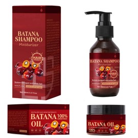 Batana Oil Shampoo with Vitamin C & E, Batana Shampoo Scalp Care Root Shampoo for Thinning Hair Restore Damaged & Frizz Split Ends Hair, Dandruff Control for All Hair Types (Shampoo+Hair Mask, 220ml)