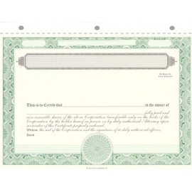 CORPEX Blank Stock Certificates | Pack of 25
