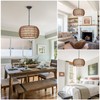 PAUFUL Rattan Farmhouse Chandelier Light Fixtures,5-Lights Boho Large Pendant Light,Woven