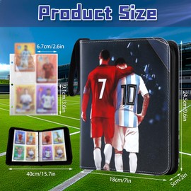 Card Binder, Football Trading Holder Binder Collectible for Kids, PU Leather Cards Trainer Albums, Binder for Card, 50 Page - Capacity 400Cards Birthday Football for Boys