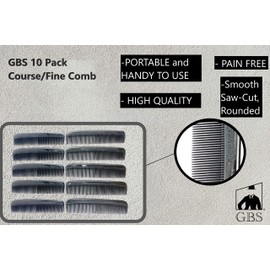 G.B.S 5.07-in Styling Essentials Fine Comb, Black, Set of 10