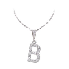 Paialco Initial Letter B Pendant Necklace for Women, White Gold Plated
