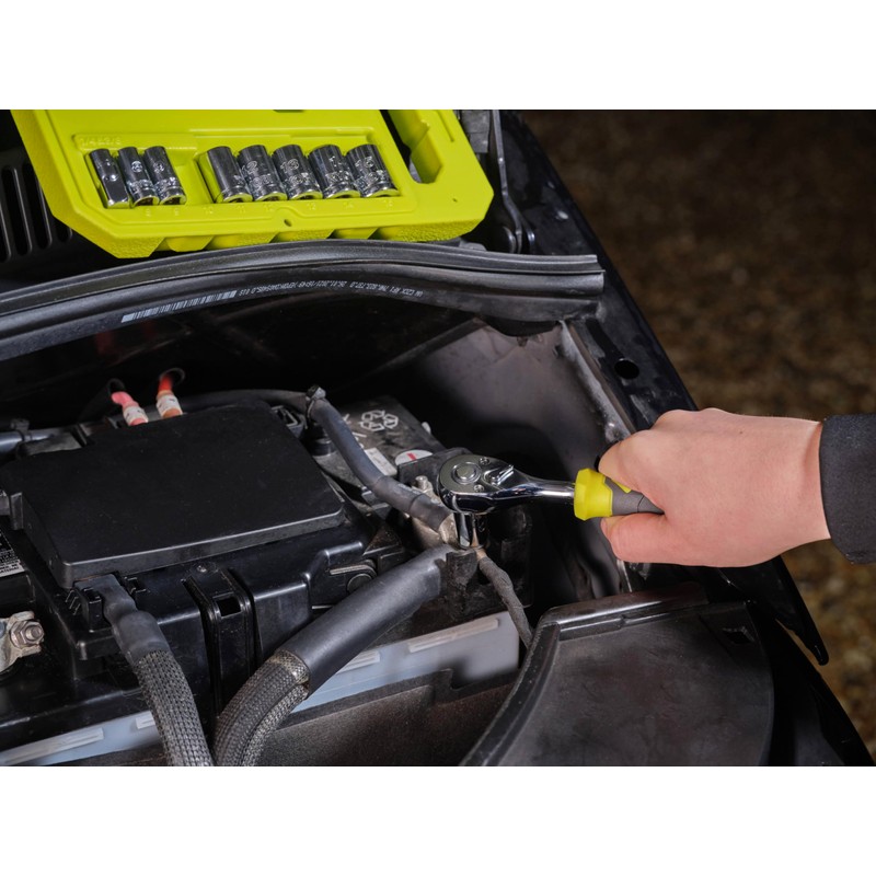 RYOBI RHRS10PC 1/4" Drive Ratchet and Sockets Set (10 Pieces),