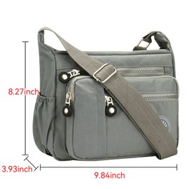 YYW Lässige Umhängetasche für Damen, mit mehreren Taschen, Reisetasche, Kuriertasche, Handtasche für Shopping, Wandern, den täglichen Gebrauch, grau, Einheitsgröße