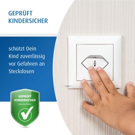 reer Switzerland Socket Protector, 8 x Socket Protectors, Child Safe, Removable Only with Key, Universal Use and Reusable, White