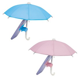 2 PCS Phone Umbrella for Sun with Suction Cup Stand, Sun Shield with Suction Cup Mount Phone Holder Anti-Refection Block Glare, Creative Outdoor Cell Phone Holder Sun Shade (A-Pink+Blue)