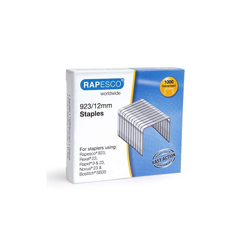 Rapesco 1238 923/12mm, Typ 23 verzinkte Heftklammern, 1000 Stück