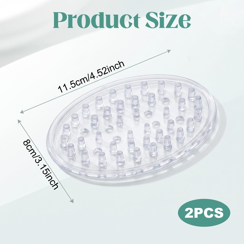 2 Pcs Silicone Soap Holder, Clear Silicone Soap Dish for